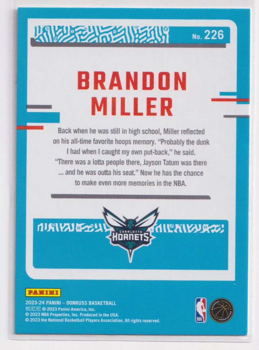 2023 Donruss 226 Brandon Miller