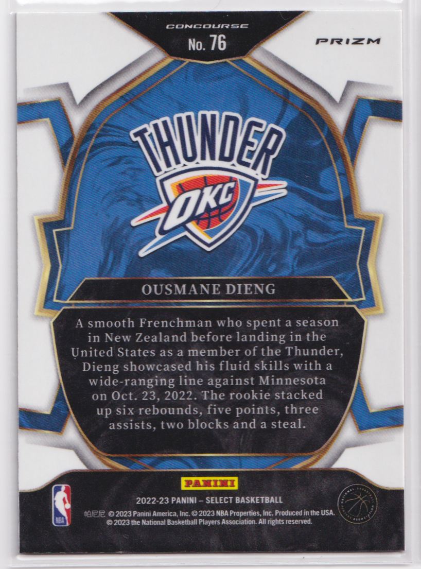 2022 Panini Select Orange Flash Prizms 76 Ousmane Dieng