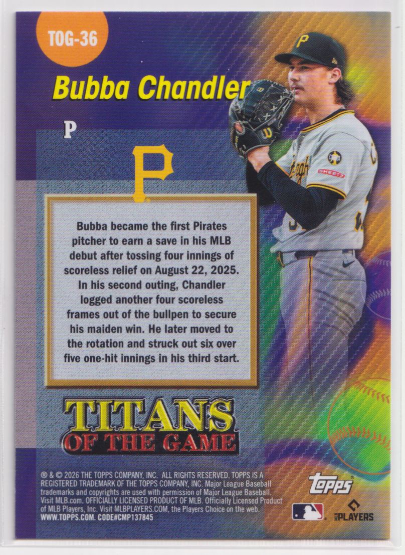 2026 Topps Titans of the Game TOG-36 Bubba Chandler