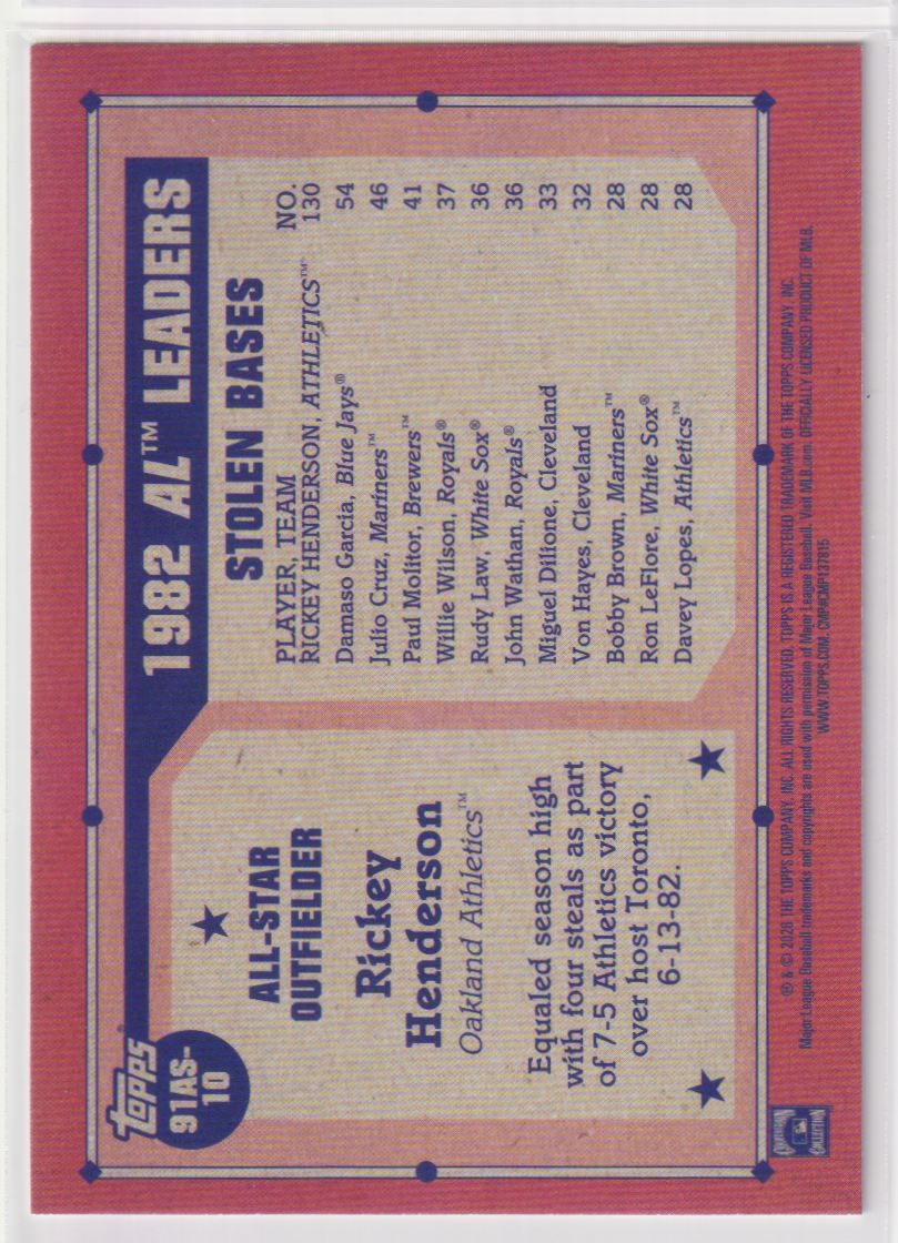2026 Topps Baseball 35th Anniversary All-Stars (Series One) 91AS-10 Rickey Henderson