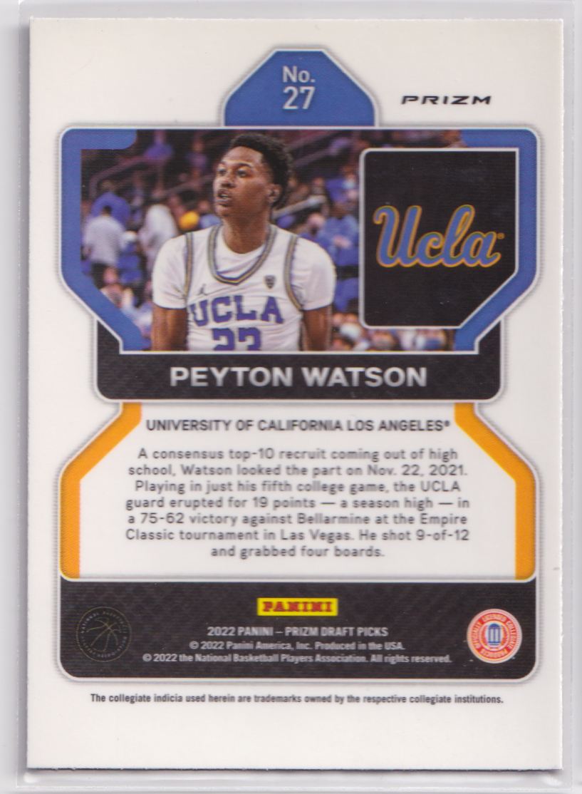 2022 Panini Prizm Draft Picks Purple Wave 27 Peyton Watson