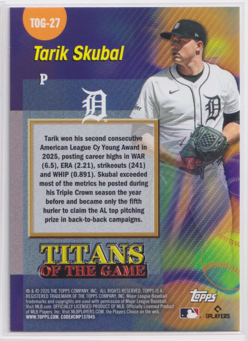 2026 Topps Titans of the Game TOG-27 Tarik Skubal