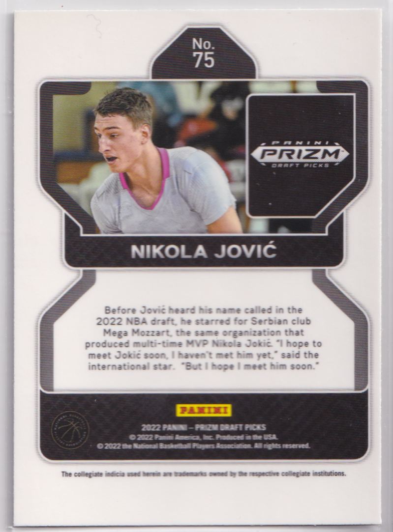 2022 Panini Prizm Draft Picks 75 Nikola Jovic