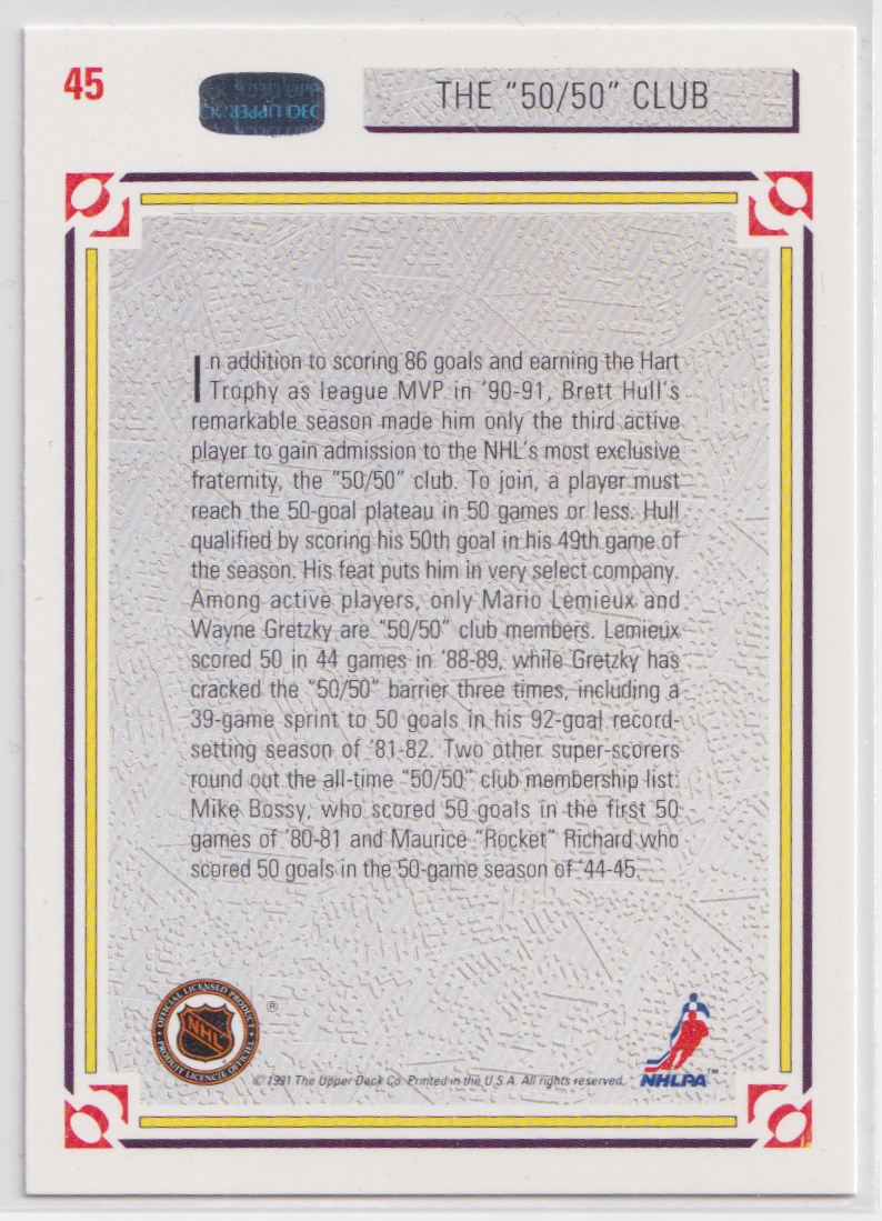 1991 Upper Deck 45 Mario Lemieux/Wayne Gretzky/Brett Hull