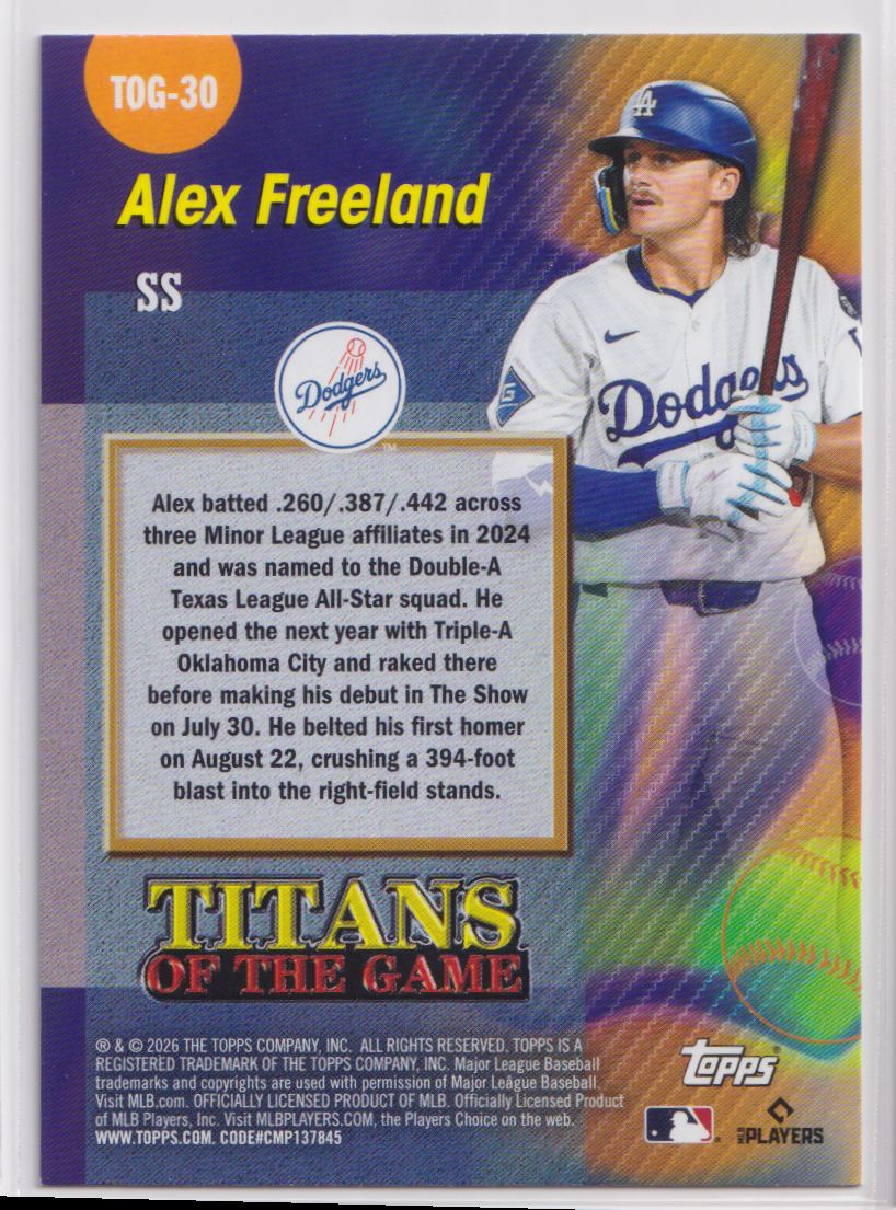 2026 Topps Titans of the Game TOG-30 Alex Freeland