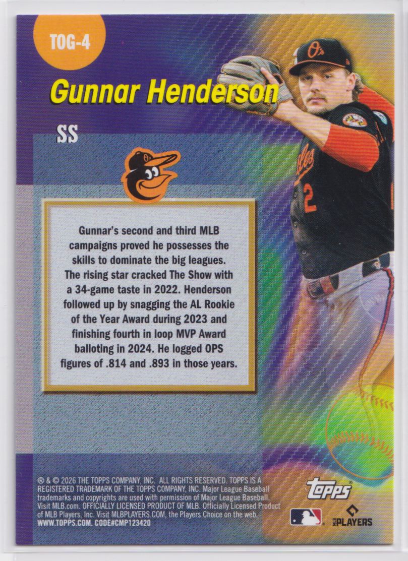 2026 Topps Titans Game TOG-4 Gunnar Henderson
