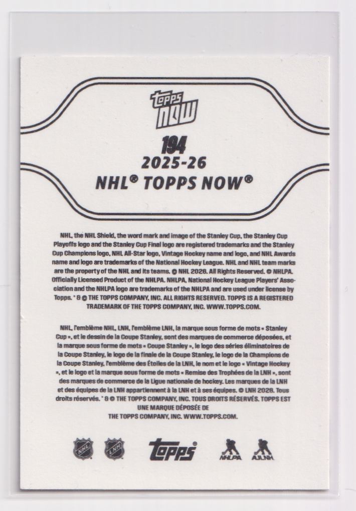 2025 Topps Now NHL Stickers 194 Shea Thodore