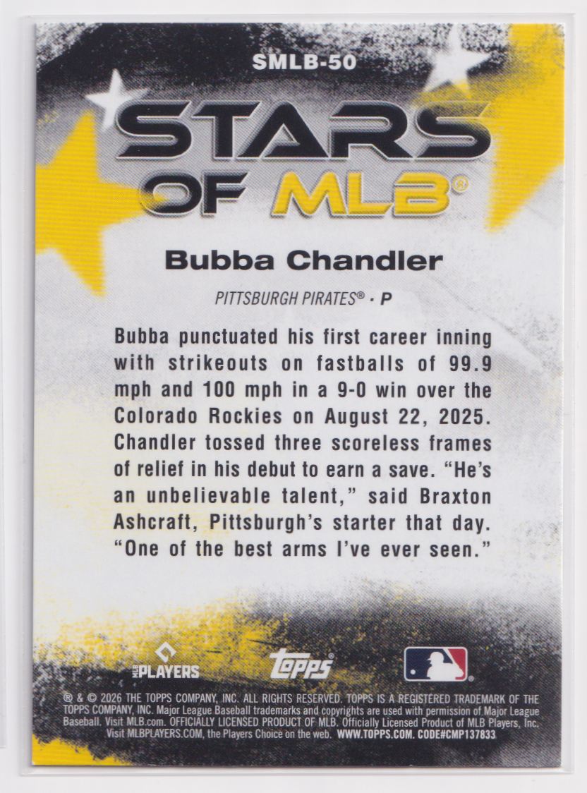 2026 Topps Stars of MLB SMLB-50 Bubba Chandler
